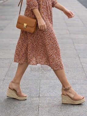 Marc Fisher Nelly Espadrille Platform Wedges Light Pink Suede Size 8.5M NWT